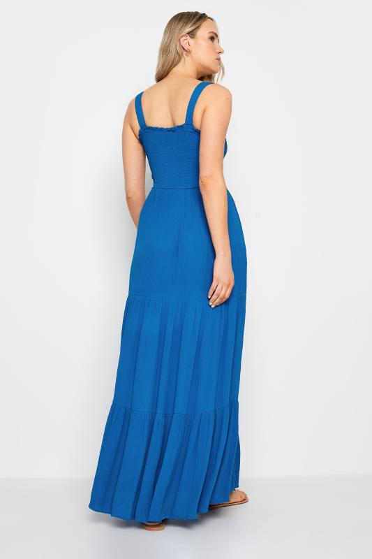 LTS Tall Womens Cobalt Blue Shirred Tiered Maxi Dress | Long Tall Sally 4
