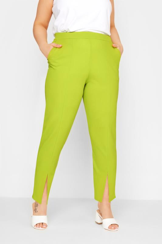 Großen Größen  LIMITED COLLECTION Curve Sharp Green Split Hem Tapered Trousers