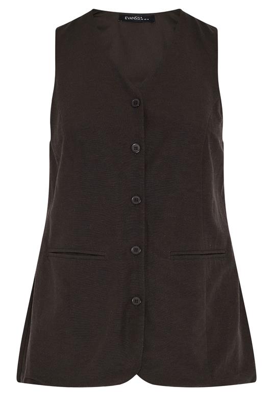 EVANS Plus Size Chocolate Brown Linen Waistcoat | Evans 7