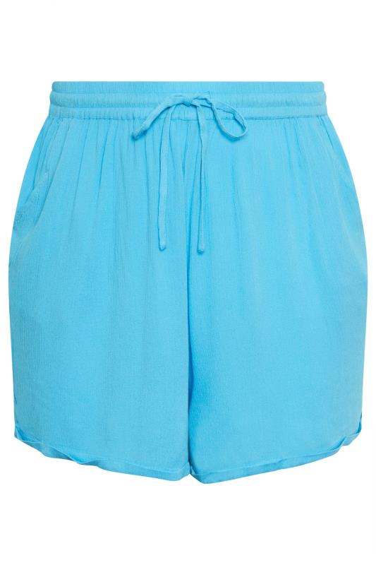 LIMITED COLLECTION Plus Size Blue Crinkle Shorts | Yours Clothing 6