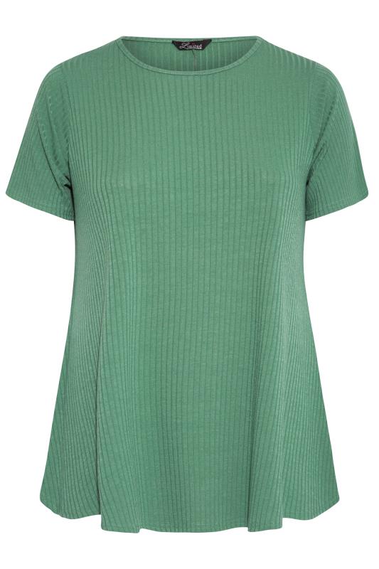 LIMITED COLLECTION Green Ribbed Swing T-Shirt_F.jpg