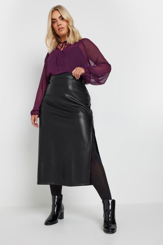 LIMITED COLLECTION Plus Size Black Faux Leather Maxi Skirt | Yours Clothing 2