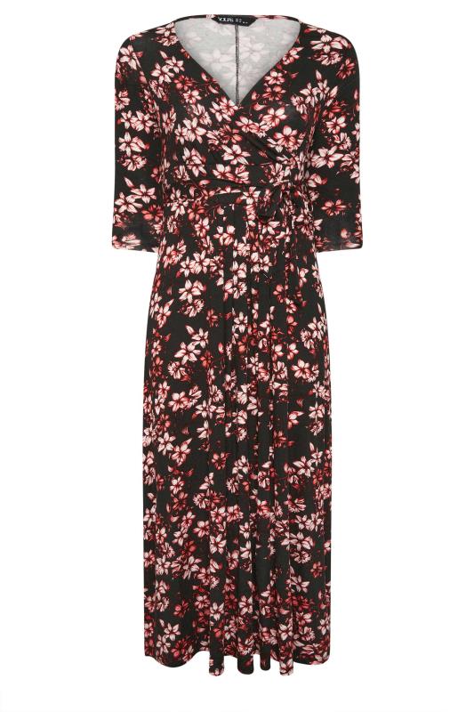 YOURS Plus Size Black Floral Print Maxi Wrap Dress | Yours Clothing 5