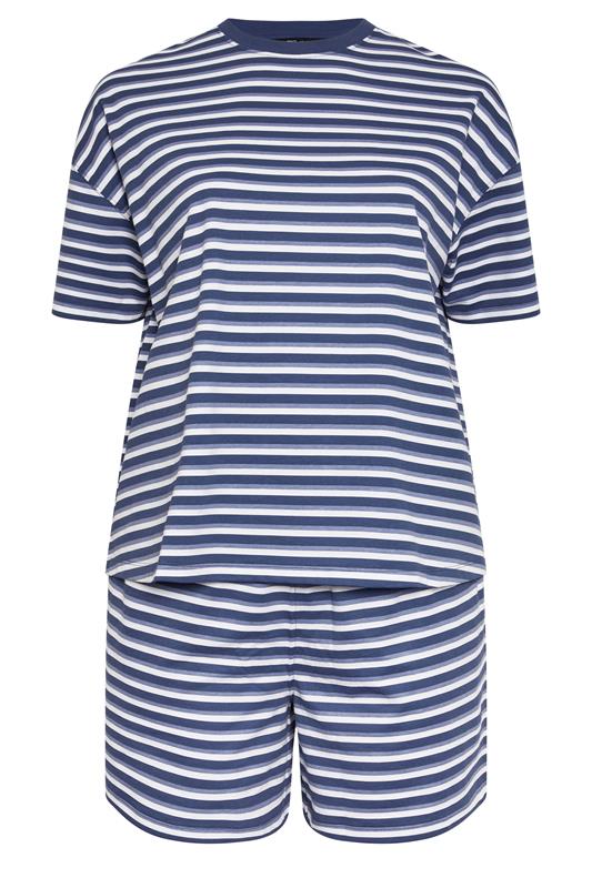 YOURS Plus Size Blue Stripe T-Shirt & Shorts Co-ord | Yours Clothing 6