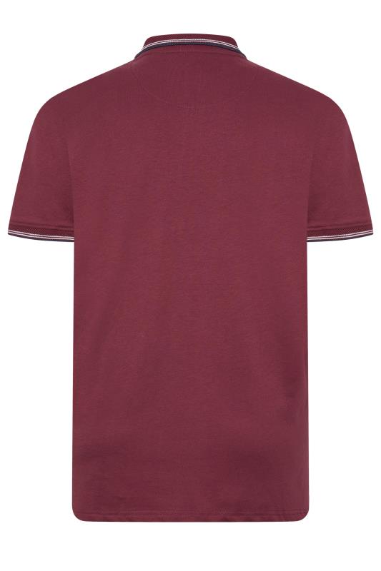 KAM Big & Tall Burgundy Red Quarter Zip Polo Shirt | BadRhino 4