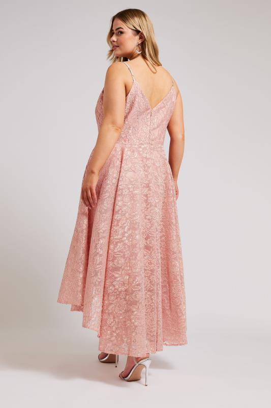 YOURS LONDON Plus Size Pink Lace Midi Dress | Yours Clothing 4