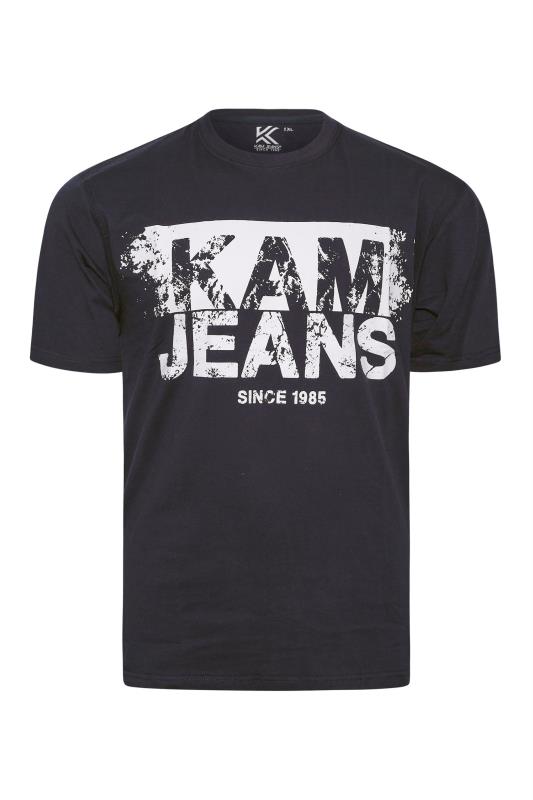 KAM Big & Tall Navy Blue Logo Printed T-Shirt 3