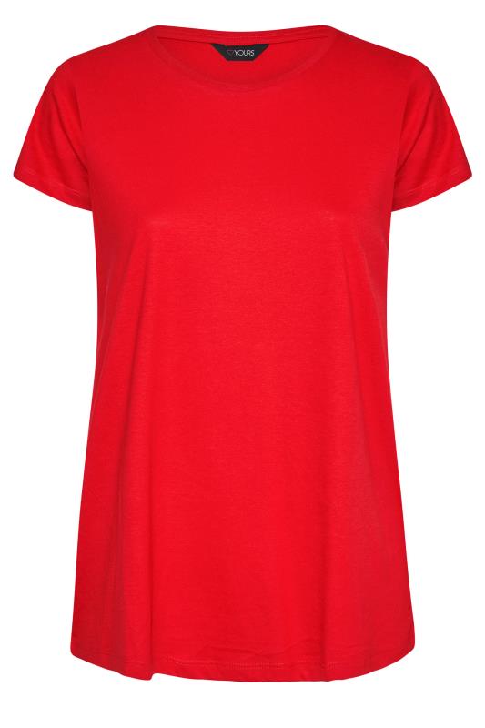Curve Red Short Sleeved Basic T-Shirt 5