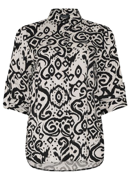 M&Co White & Black Ikat Print Tab Sleeve Shirt 6