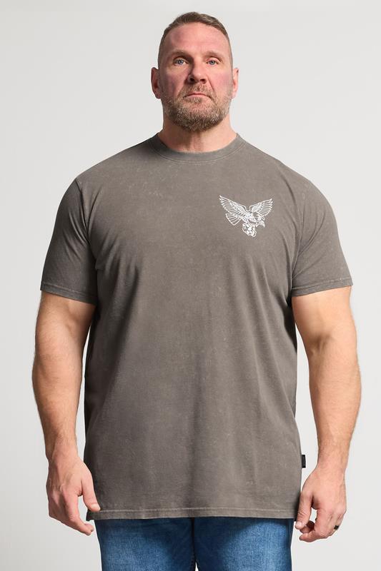 BadRhino Big & Tall Brown Extra Long Acid Wash Falcon Graphic T-Shirt | BadRhino 1