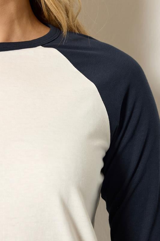 LTS Tall Women's Navy Blue & White Raglan Cotton T-Shirt | Long Tall Sally 4