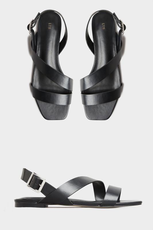 LTS Black Crossover Strap Sandals In Standard D Fit | Long Tall Sally 2