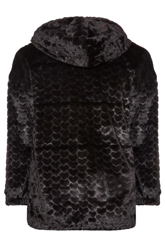 YOURS LUXURY Plus Size Black Heart Faux Fur Jacket  | Yours Clothing 8