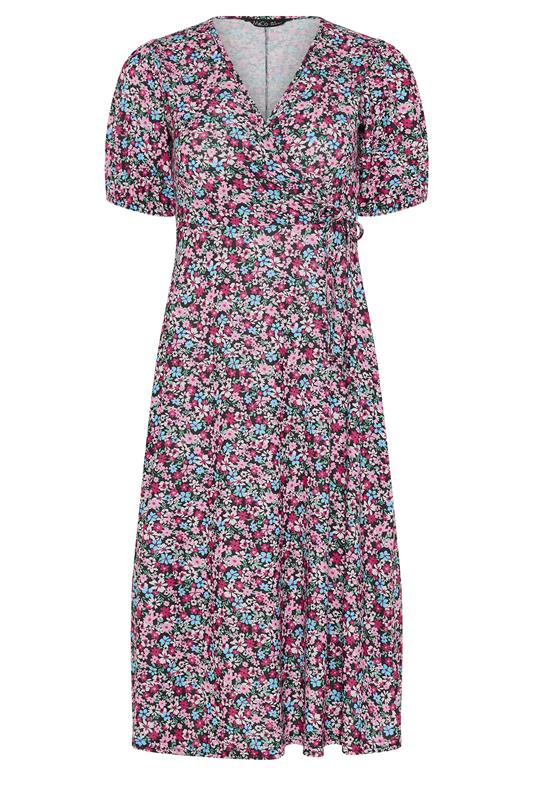 M&Co Petite Pink Ditsy Floral Wrap Dress | M&Co 5