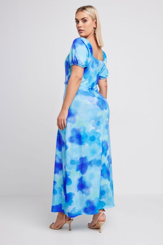 LIMITED COLLECTION Plus Size Blue Blur Floral Print Wrap Maxi Dress | Yours Clothing 4
