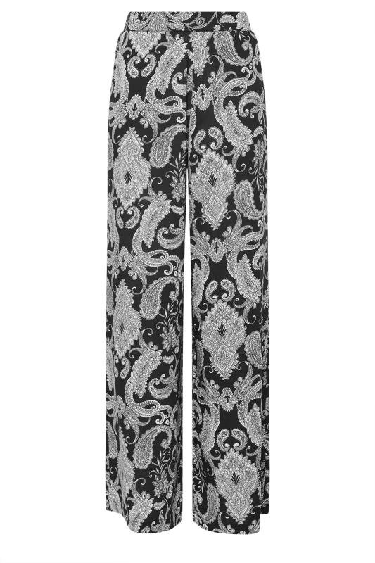 LTS Tall Black Paisley Print Wide Leg Trousers | Long Tall Sally 5