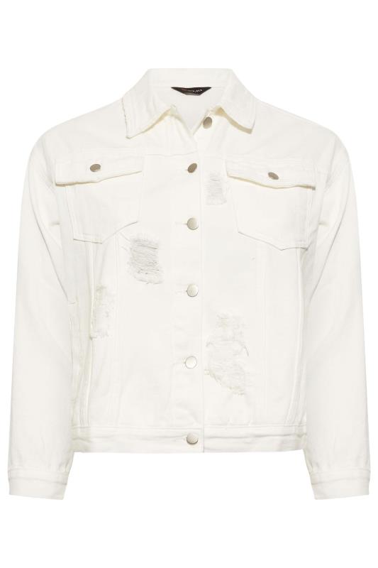 YOURS Curve White Distressed Western Denim Jacket | Yours Clothing  6