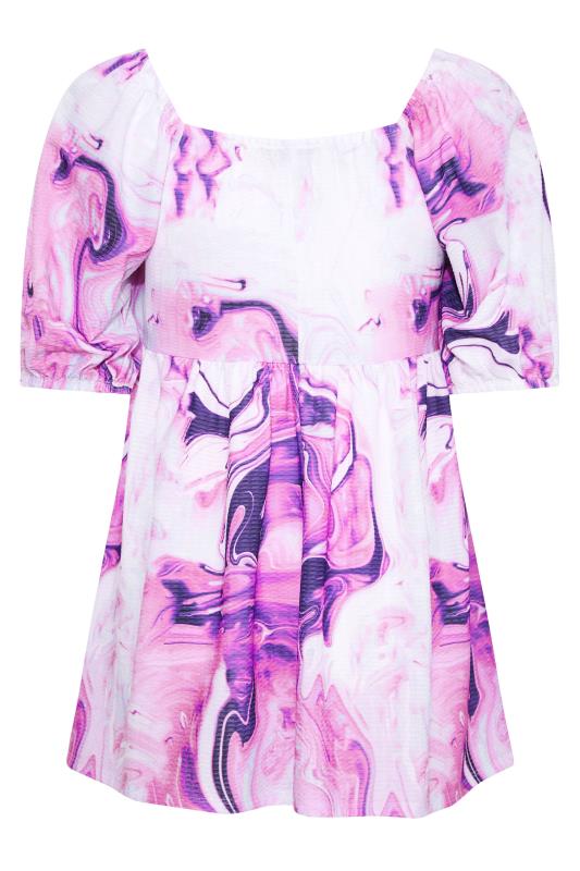 LIMITED COLLECTION Curve Pink Marble Print Milkmaid Top 8