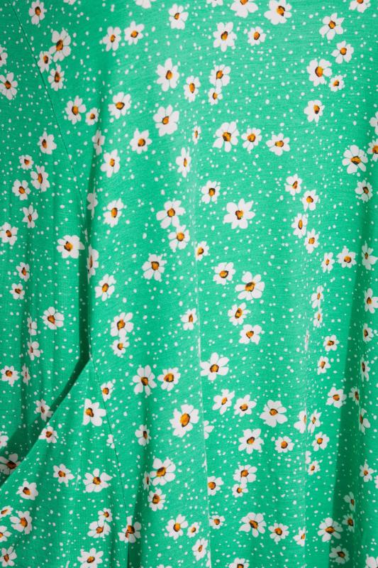Curve Green Daisy Print Drape Pocket Dress 5