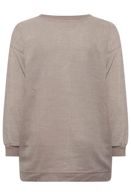 Plus Size Mocha Brown Soft Touch Fleece Sweatshirt | Yours Clothing 7
