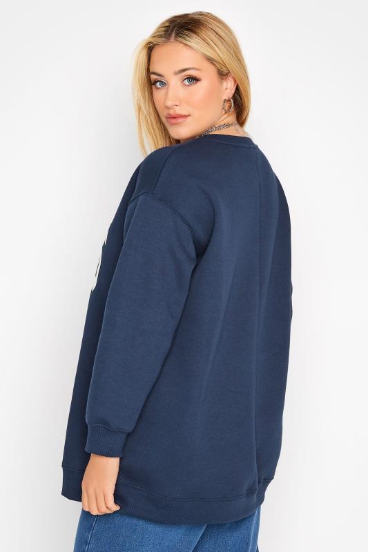 Curve Long Sleeve Navy Blue 'PARIS' Slogan Sweatshirt 3