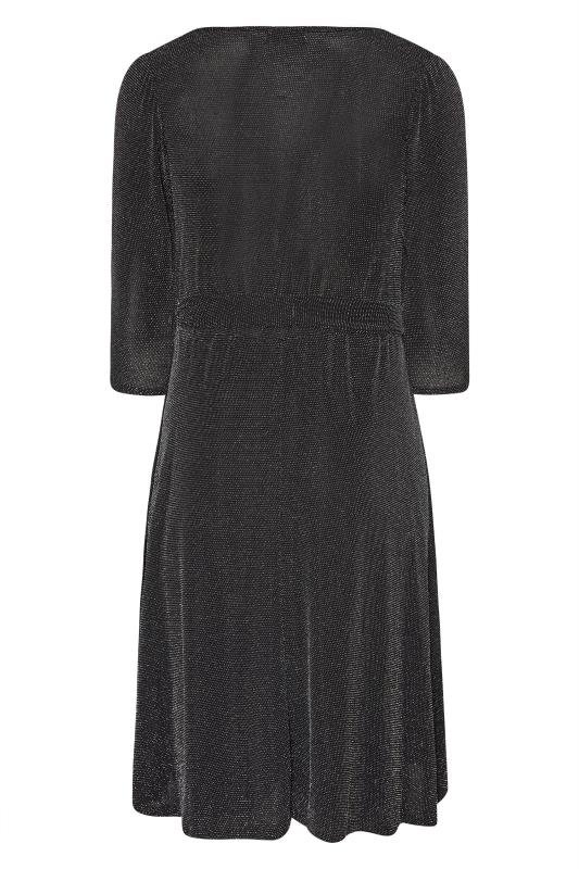 YOURS LONDON Curve Black Glitter Wrap Dress | Yours Clothing 7