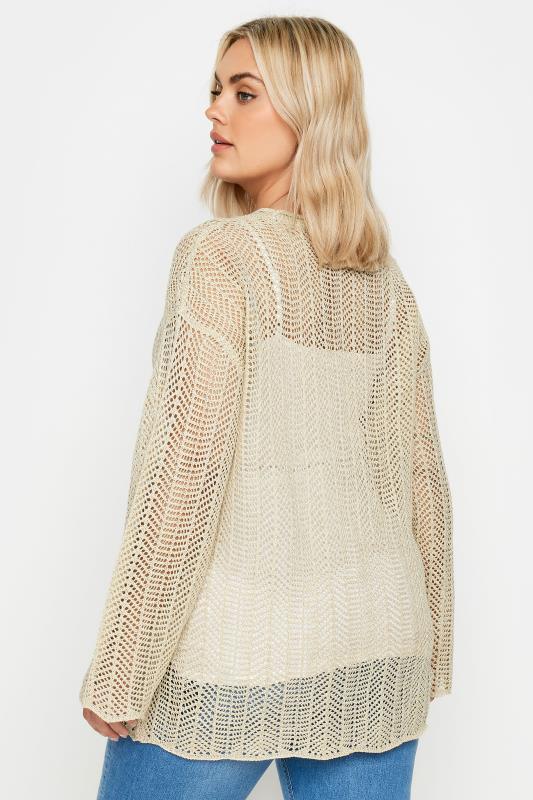 YOURS Plus Size Natural Brown Metallic Crochet Jumper | Yours Clothing 4