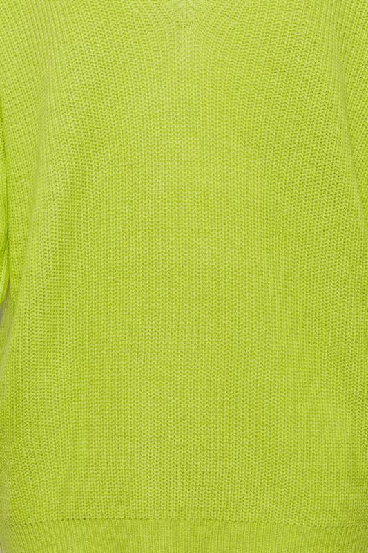 YOURS Plus Size Lime Green Double V-Neck Jumper | Yours Clothing 5