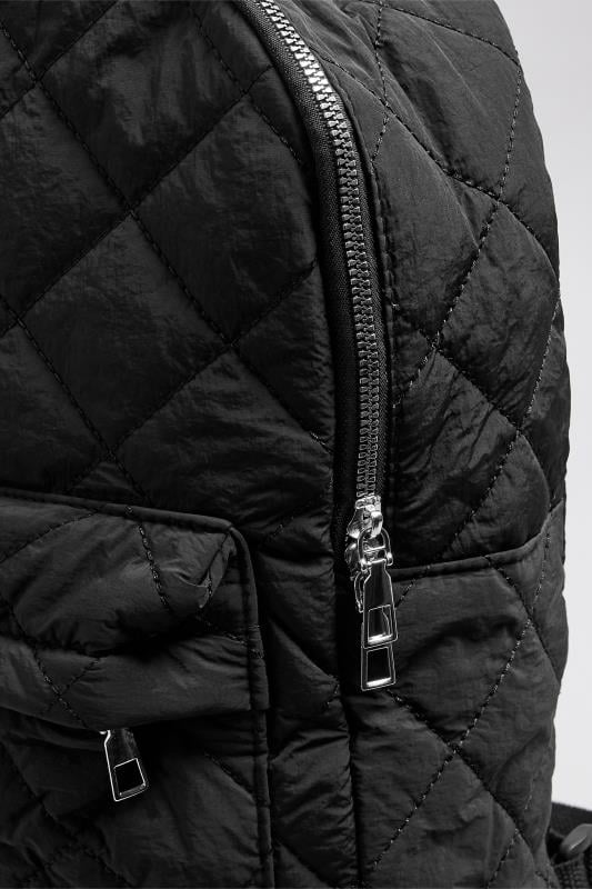 Black Quilted Backpack | Yours Clothing 4