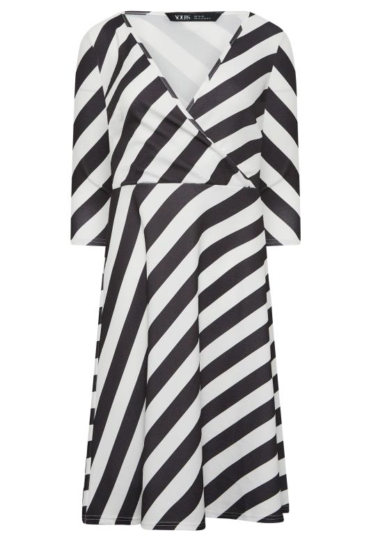 YOURS PETITE Plus Size Black & White Stripe Wrap Dress | Yours Clothing 6