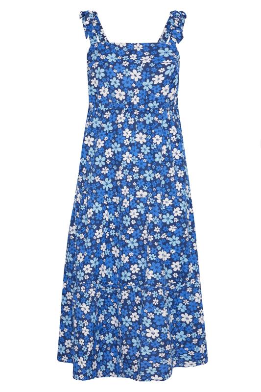 LIMITED COLLECTION Curve Blue Retro Floral Tiered Strappy Sundress 6