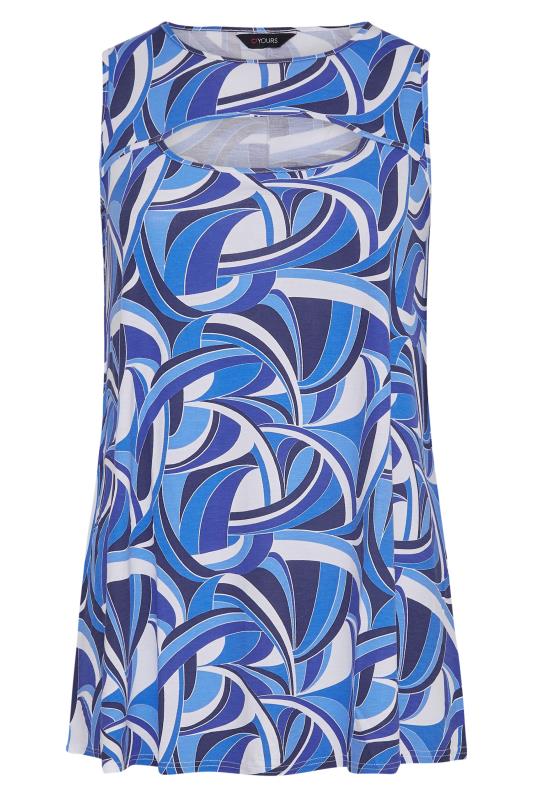 Curve Blue Abstract Print Cut Out Swing Top 7