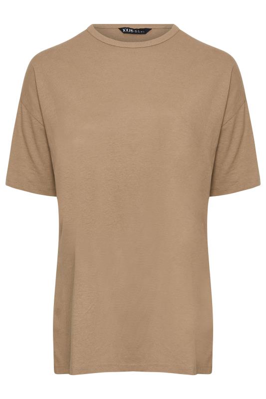 YOURS Plus Size Brown Side Split Oversized T-Shirt | Yours Clothing 5