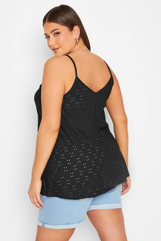 LIMITED COLLECTION Black Anglaise Swing Cami Top | Yours Clothing 4
