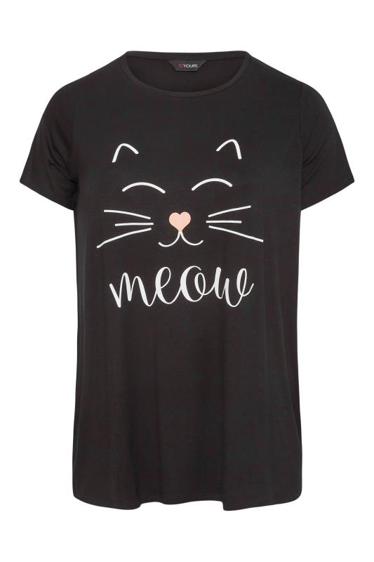 Black 'Meow' Slogan Printed T-Shirt_F.jpg