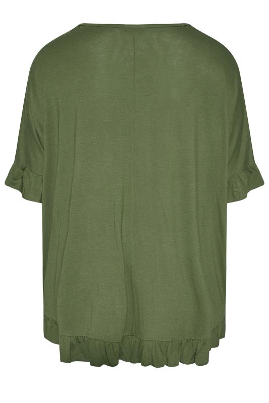 LIMITED COLLECTION Khaki Frill Jersey T-Shirt_BK.jpg