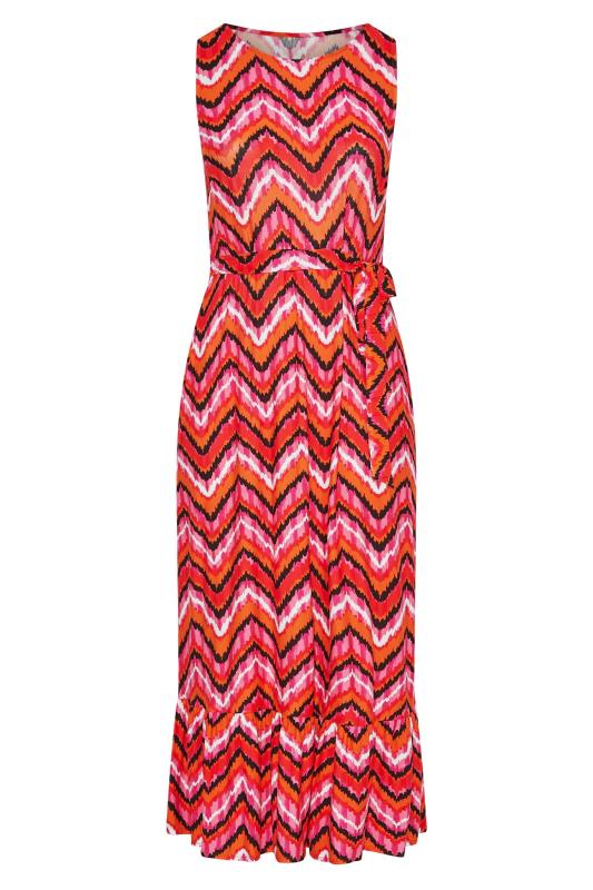 YOURS LONDON Plus Size Orange Geometric Print Tiered Maxi Dress | Yours Clothing 6