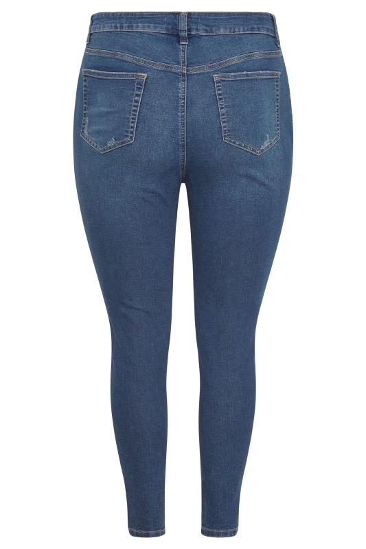 YOURS FOR GOOD Plus Size Indigo Blue Ripped AVA Jeans | Yours Clothing 4