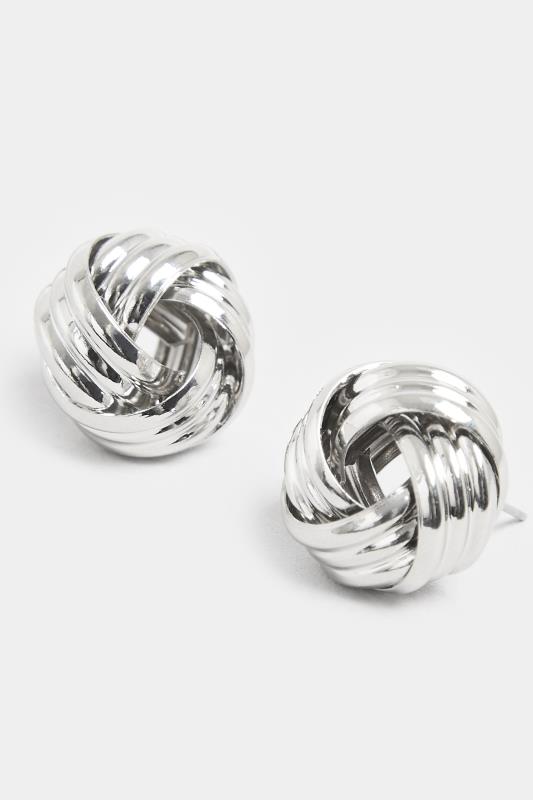 Silver Knot Stud Earrings | Yours Clothing  3