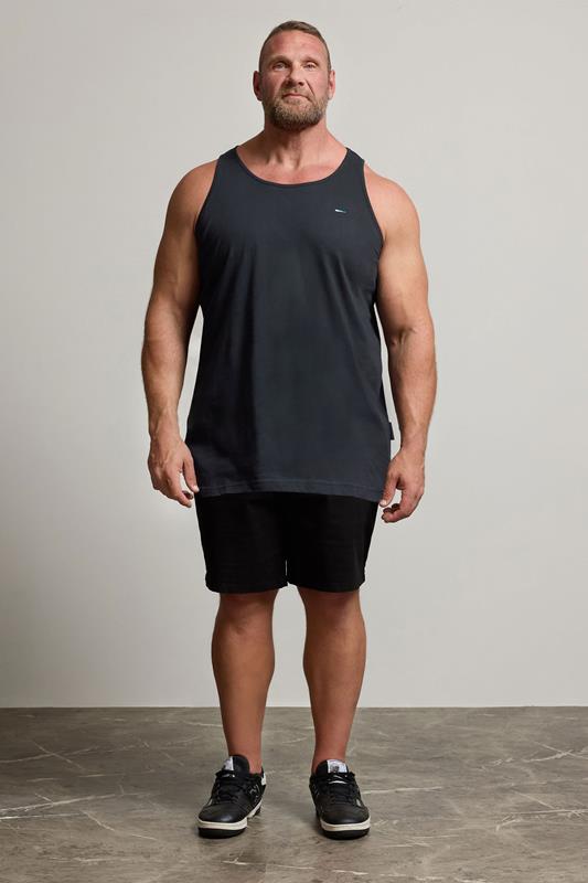 BadRhino Big & Tall Navy Blue Extra Long Plain Vest Top | BadRhino 1
