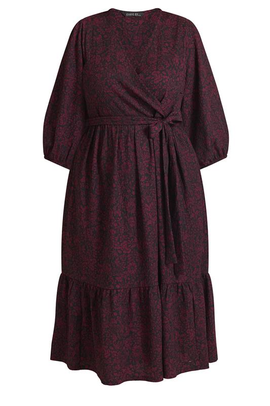 EVANS Plus Size Red Berry Floral Wrap Dress | Evans 5