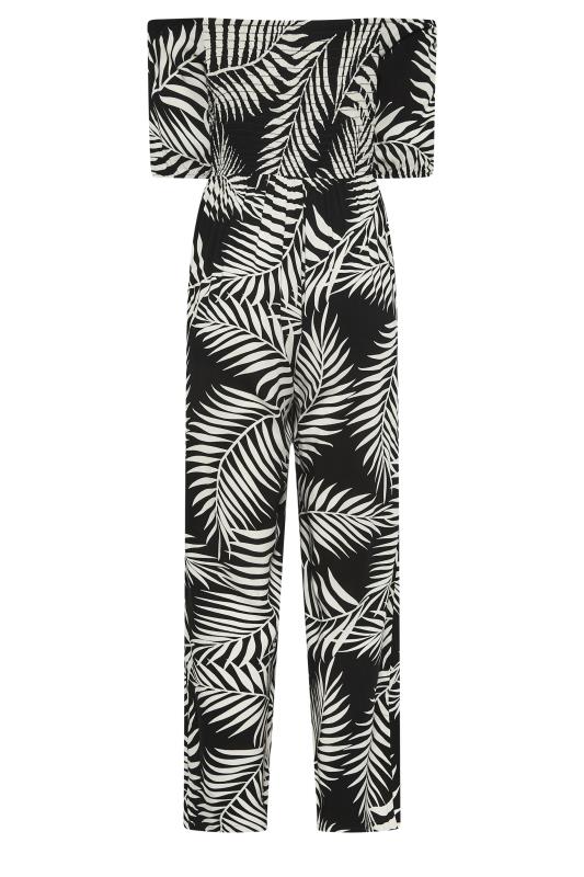 PixieGirl Black Palm Print Wide Leg Jumpsuit | PixieGirl 5