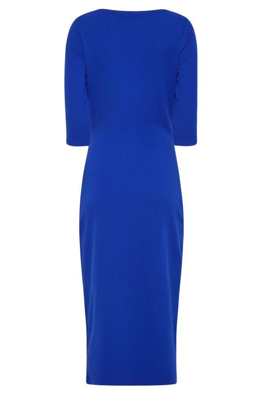 LTS Tall Bright Cobalt Blue Notch Neck Midi Dress 7