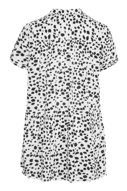 Curve White Dalmatian Print Tiered Short Sleeve Shirt 7