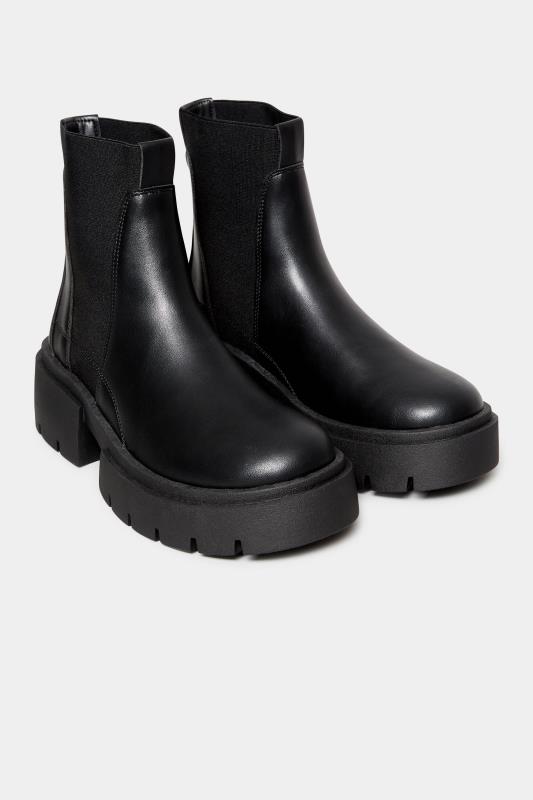 LIMITED COLLECTION Black Chunky Chelsea Ankle Boots In Wide E Fit | Yours Clothing 2