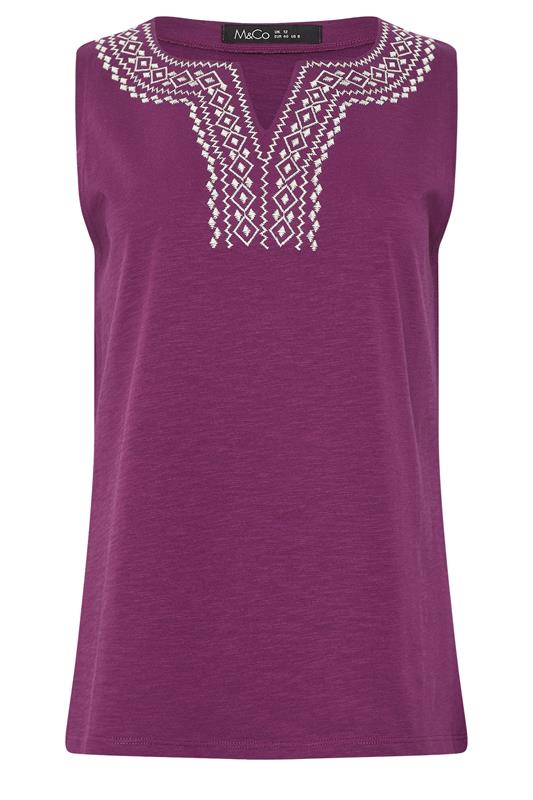 M&Co Berry Purple Embroidered Cotton Vest Top | M&Co 5