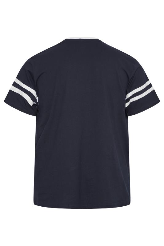 BadRhino Big & Tall Navy Blue Baseball Stripe T-Shirt 4