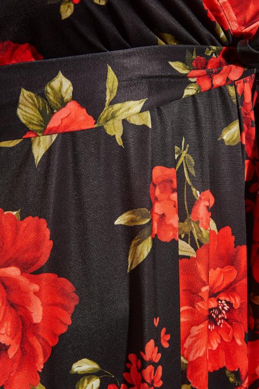 YOURS LONDON Plus Size Black & Red Floral Hanky Hem Dress | Yours Clothing 6