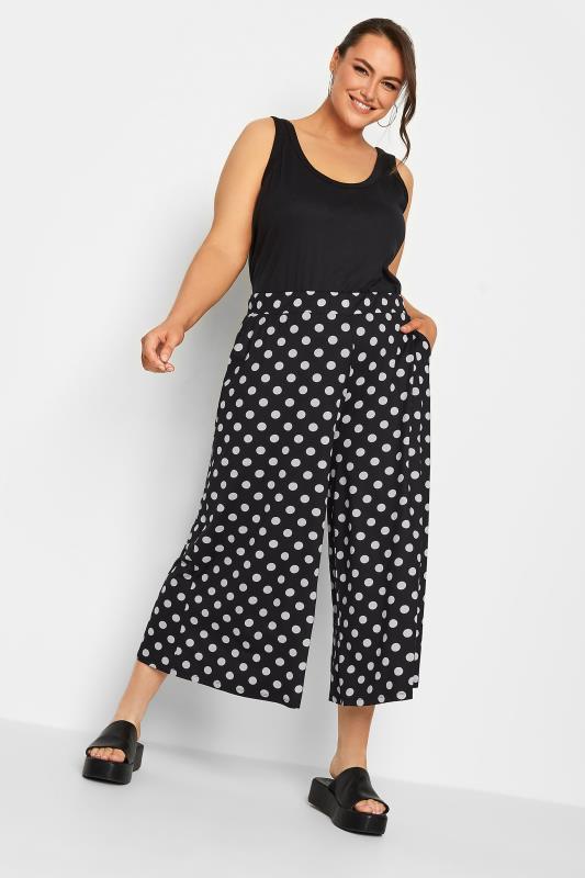 YOURS Plus Size Black Polka Dot Midaxi Culotte | Yours Clothing 2