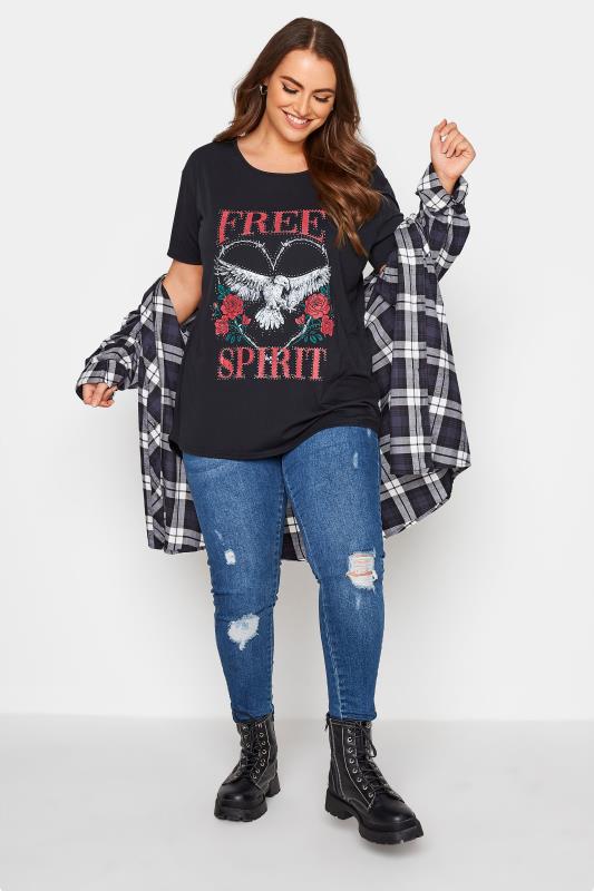 Curve Black Eagle 'Free Spirit' Slogan T-Shirt_B.jpg